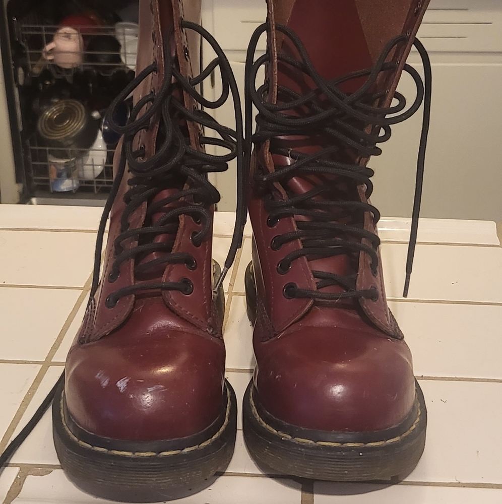 Dark red tall Dr Martens!